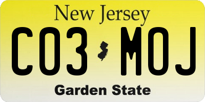 NJ license plate C03MOJ