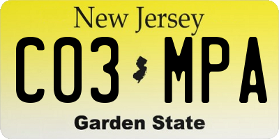 NJ license plate C03MPA