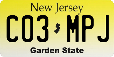 NJ license plate C03MPJ