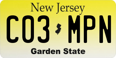 NJ license plate C03MPN
