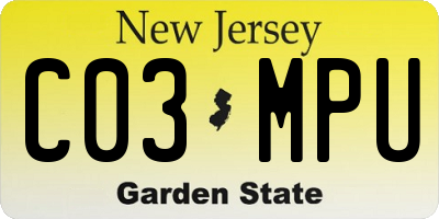 NJ license plate C03MPU