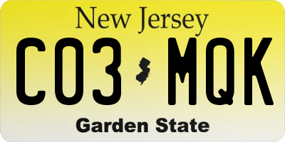 NJ license plate C03MQK