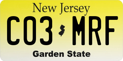 NJ license plate C03MRF