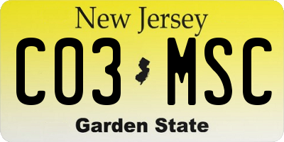 NJ license plate C03MSC