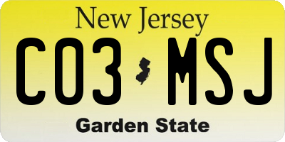 NJ license plate C03MSJ