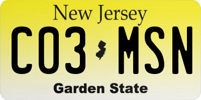 NJ license plate C03MSN