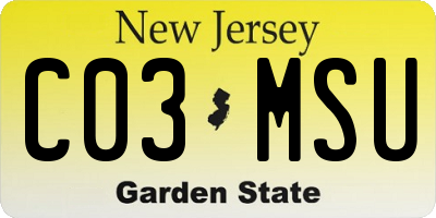 NJ license plate C03MSU
