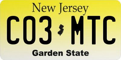 NJ license plate C03MTC