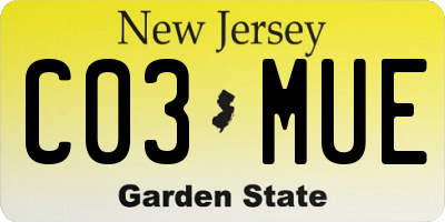 NJ license plate C03MUE
