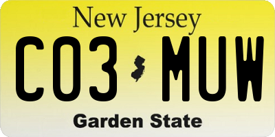 NJ license plate C03MUW