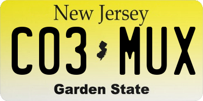 NJ license plate C03MUX