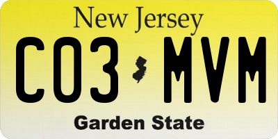 NJ license plate C03MVM