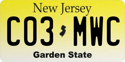 NJ license plate C03MWC