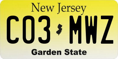 NJ license plate C03MWZ
