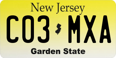 NJ license plate C03MXA