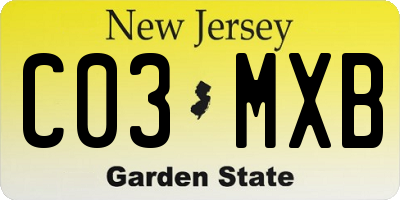 NJ license plate C03MXB