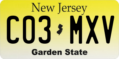 NJ license plate C03MXV