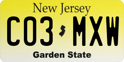 NJ license plate C03MXW