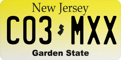 NJ license plate C03MXX