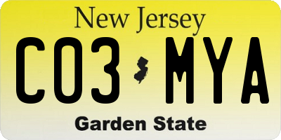 NJ license plate C03MYA