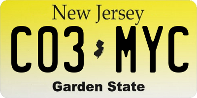 NJ license plate C03MYC