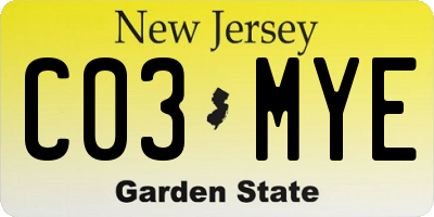 NJ license plate C03MYE