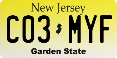 NJ license plate C03MYF
