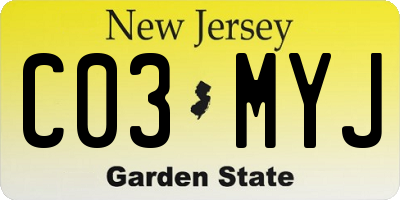 NJ license plate C03MYJ