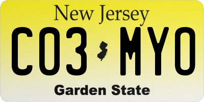 NJ license plate C03MYO
