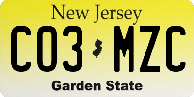 NJ license plate C03MZC