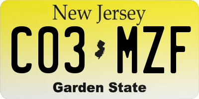 NJ license plate C03MZF