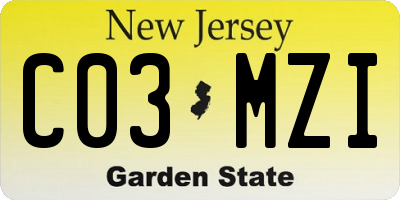 NJ license plate C03MZI