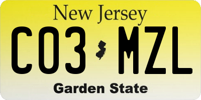 NJ license plate C03MZL