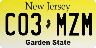 NJ license plate C03MZM