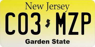 NJ license plate C03MZP