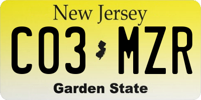 NJ license plate C03MZR