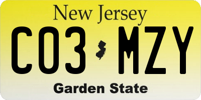NJ license plate C03MZY