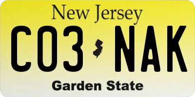 NJ license plate C03NAK
