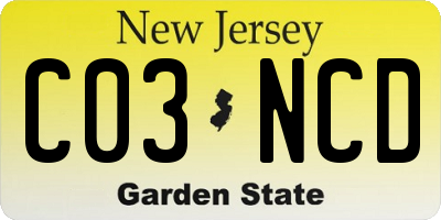 NJ license plate C03NCD
