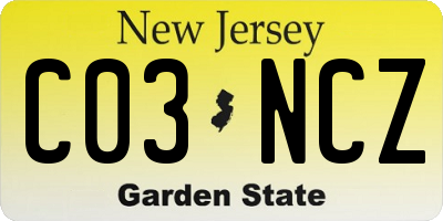 NJ license plate C03NCZ