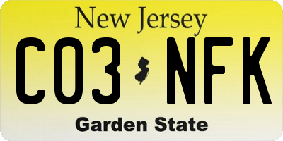 NJ license plate C03NFK