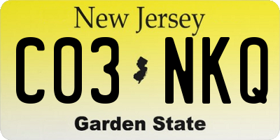NJ license plate C03NKQ