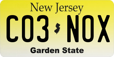NJ license plate C03NOX