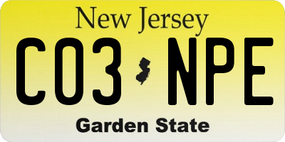 NJ license plate C03NPE