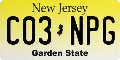 NJ license plate C03NPG