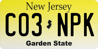 NJ license plate C03NPK