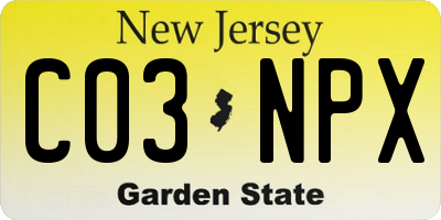 NJ license plate C03NPX