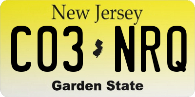 NJ license plate C03NRQ