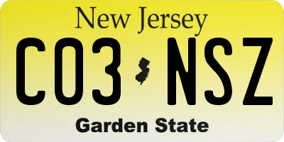 NJ license plate C03NSZ
