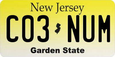 NJ license plate C03NUM
